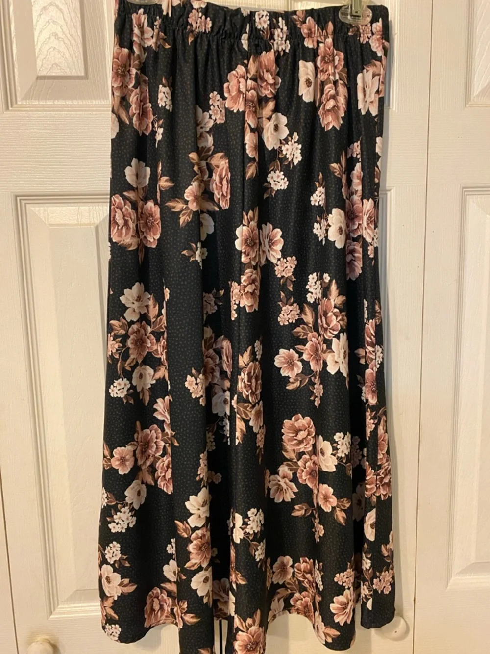 Altar’d State A-Line Midi Skirt in Black with Blush Floral Print - Picture 3 of 4